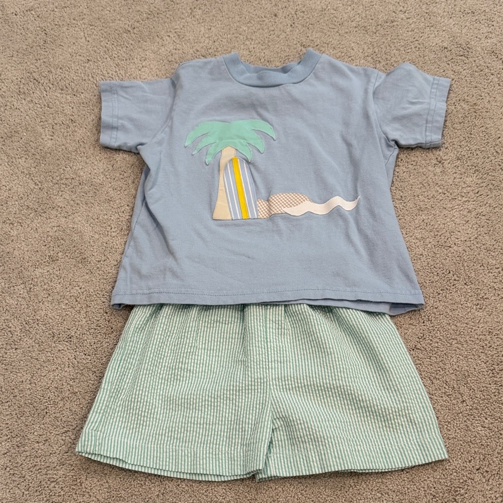 Kids Beach Palm Matching Set - Light Blue & Mint -